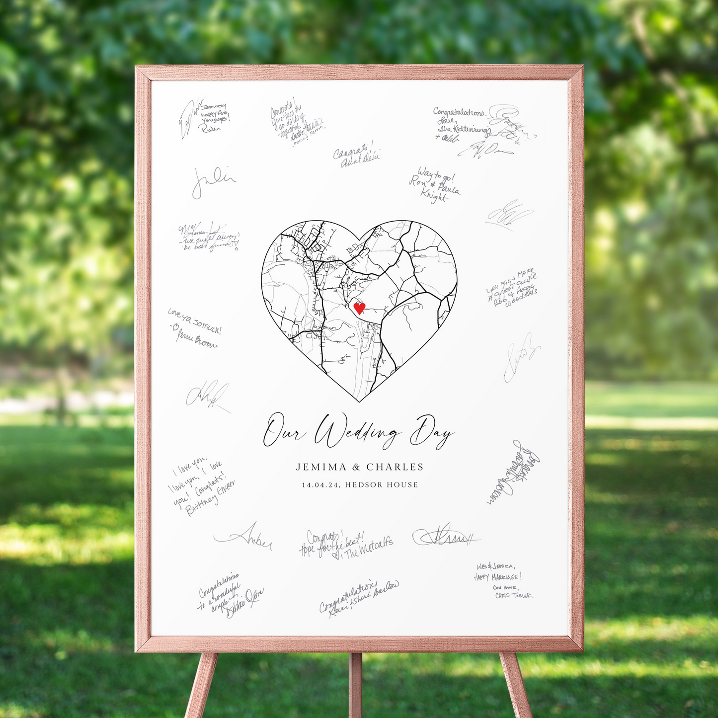 heart black and white city map wedding guest book poster personalised with location of your choice matte smooth white paperstock