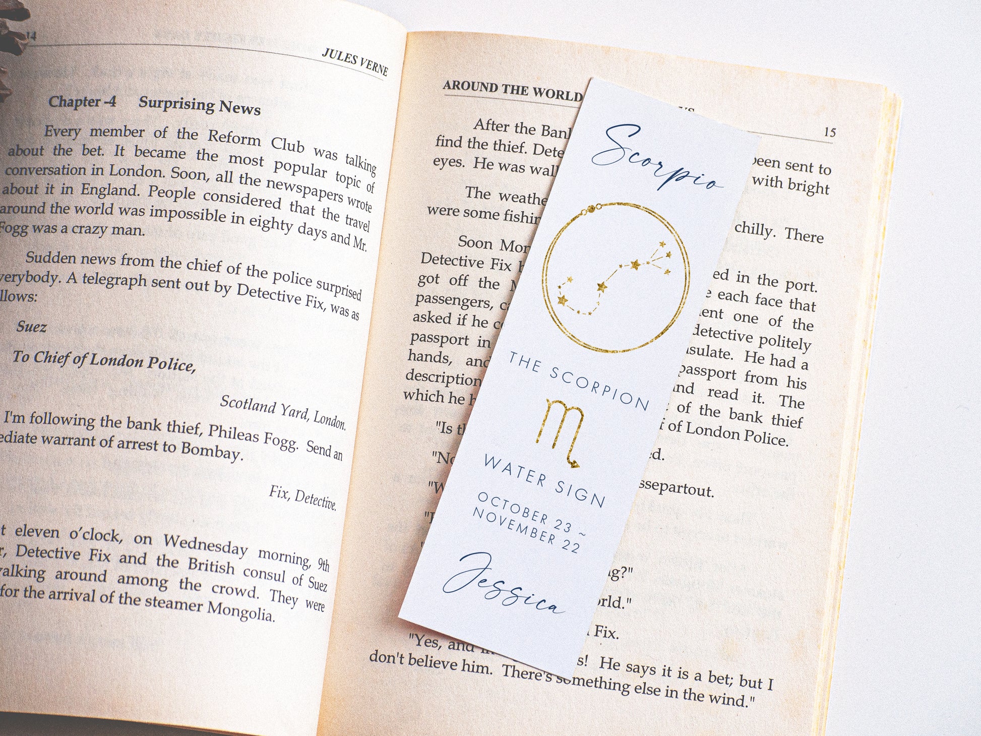 a close up of a bookmark on an open book