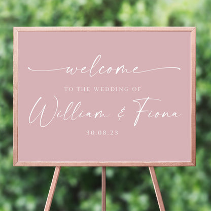 personalised minimalist blush pink wedding welcome sign unframed matte smooth white paperstock