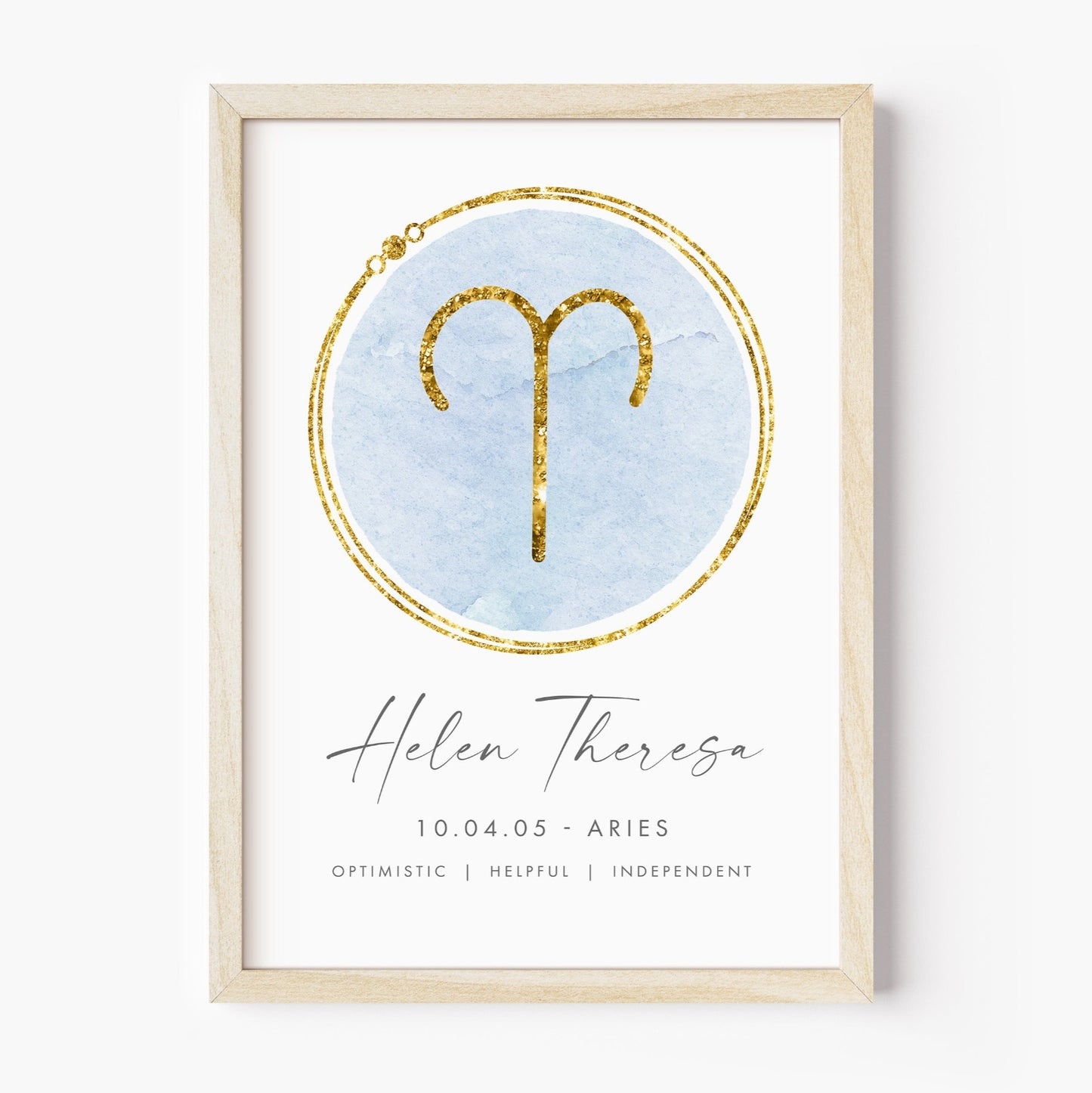 Aries Zodiac Gift Ideas for Women, Personalised Aries Art Print