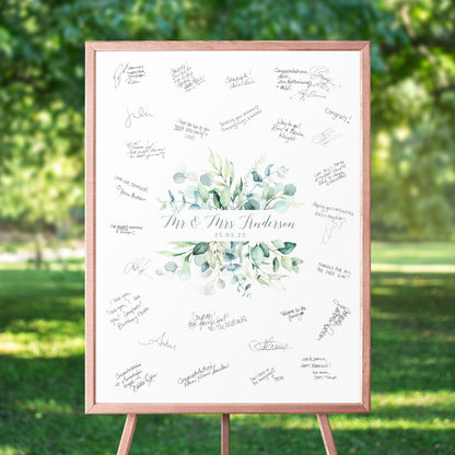 Personalised Wedding Guest Book Alternative, Green Eucalyptus