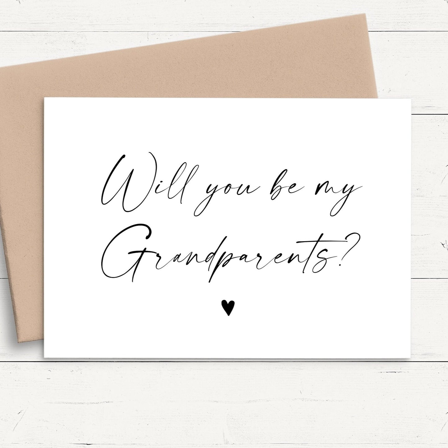 will you be my grandparents pregnancy announcement card from bump personalised matte white cardstock kraft brown envelope