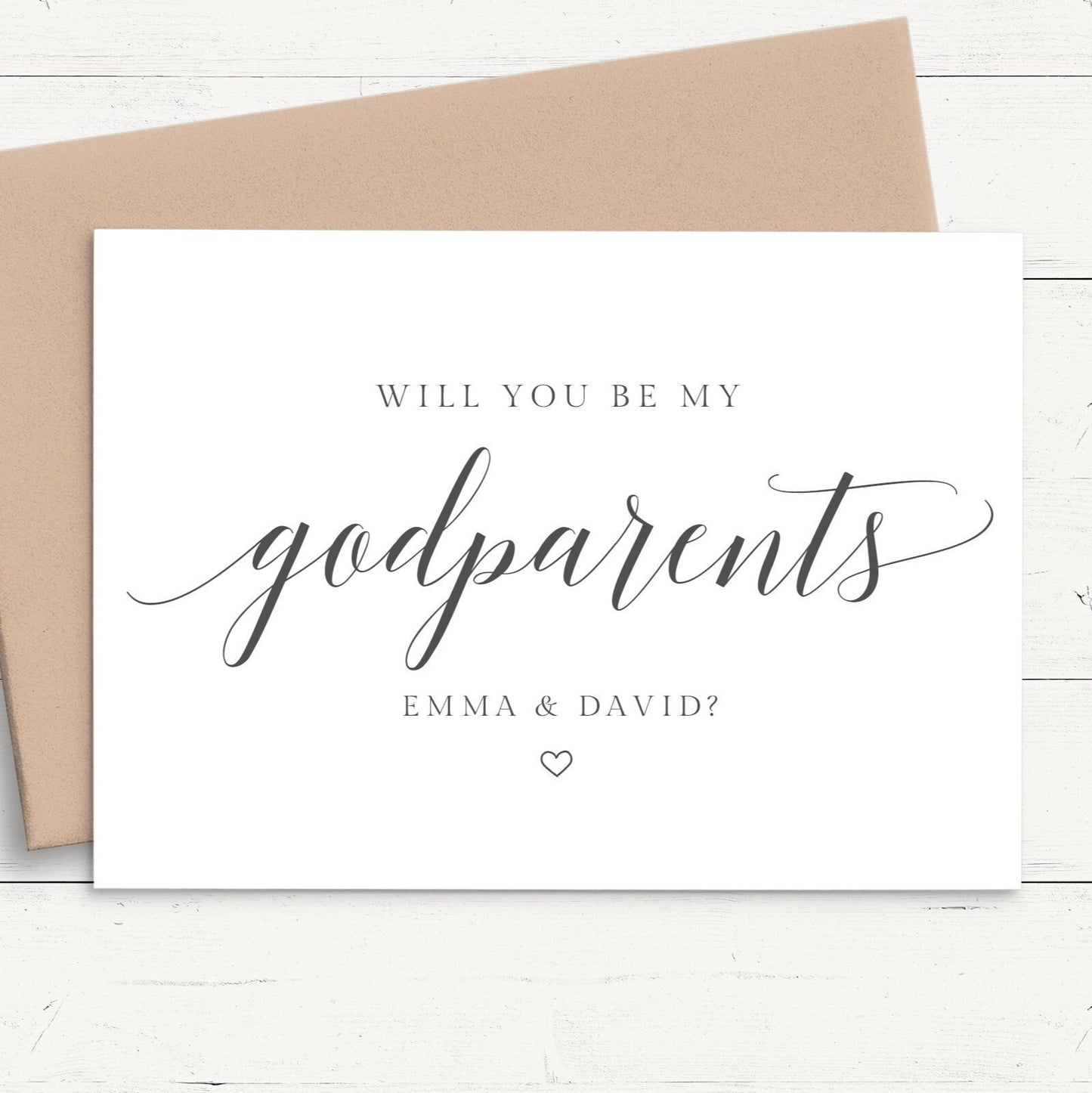 Will You Be My Godparents Card Personalised, Minimalist Design