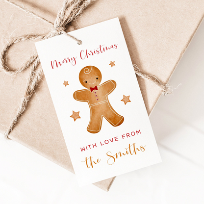 personalised gingerbread man christmas gift tags pack of 10 with hole cut out matte white smooth cardstock