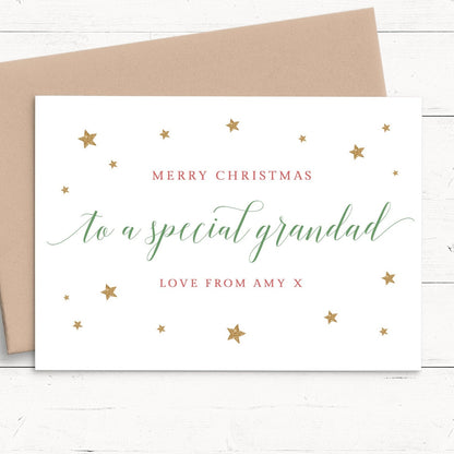 merry christmas special grandad personalised christmas card matte white cardstock kraft brown envelope man grandfather