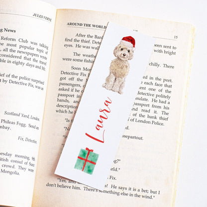 personalised dog christmas bookmark women matte white smooth cardstock