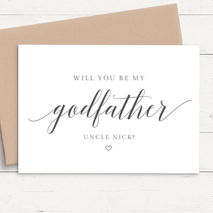 Will You Be My Godfather Card Personalised, Modern Script Design