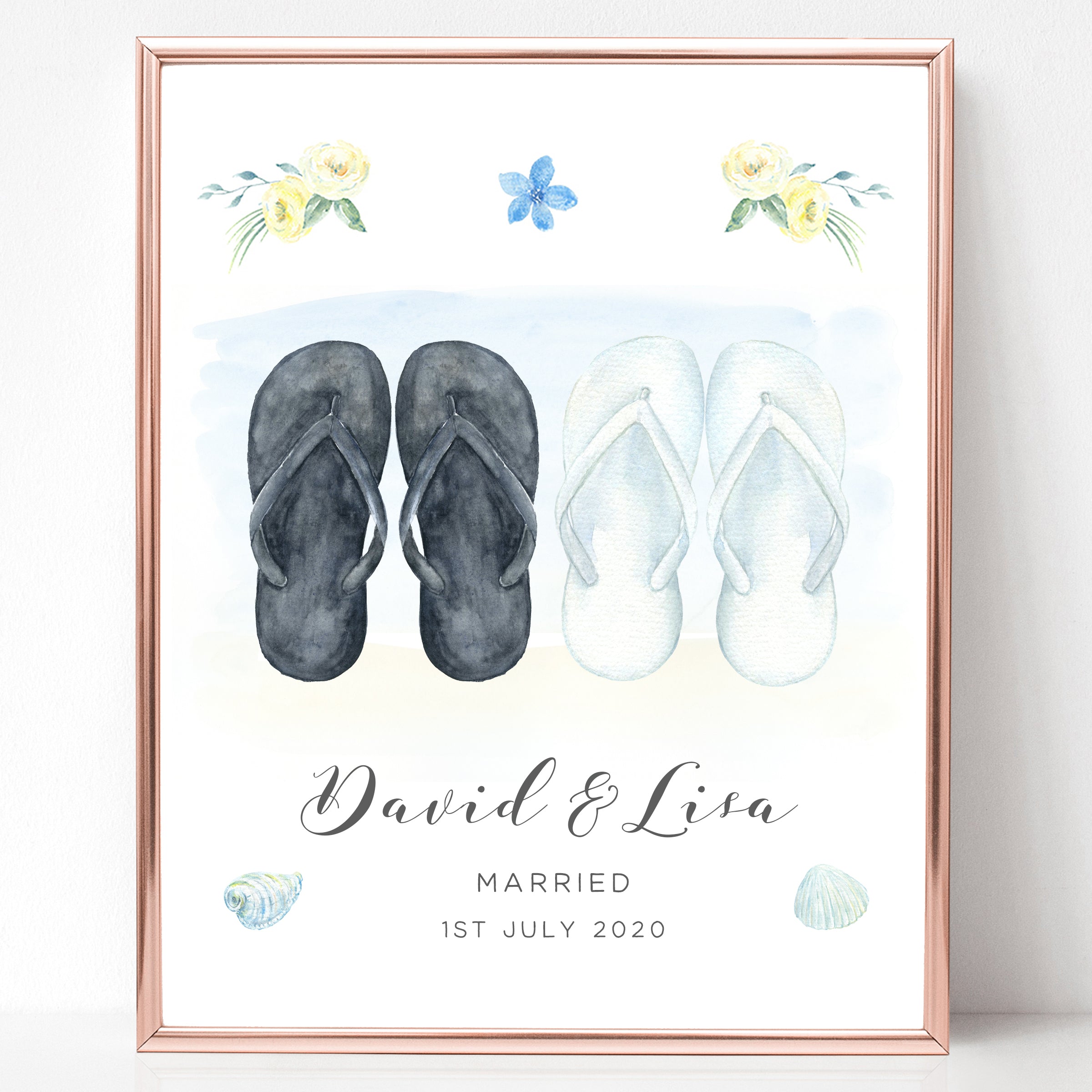 Beach Wedding Gifts for Couple Personalised Flip Flops Design