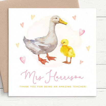 Duck Thank You Teacher Card Personalised