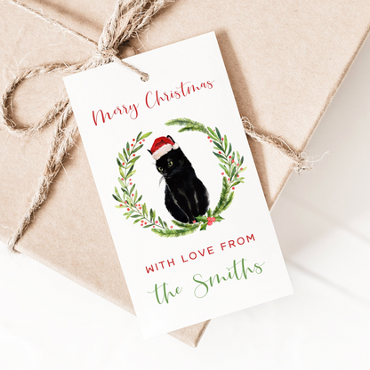 personalised cat christmas gift tags pack of 10 with hole cut out matte white smooth cardstock