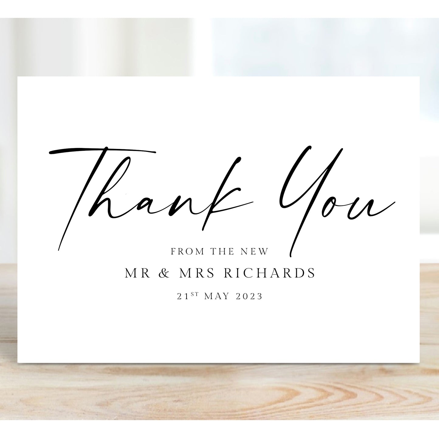 Personalised Wedding Thank You Cards, Minimalist Design