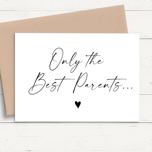 only the best parents get promoted to grandparents pregnancy announcement card personalised matte white cardstock kraft brown envelope