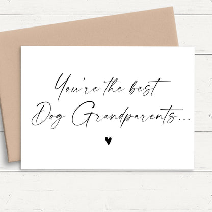 you're the best dog grandparents pregnancy announcement card parents personalised matte white cardstock kraft brown envelope