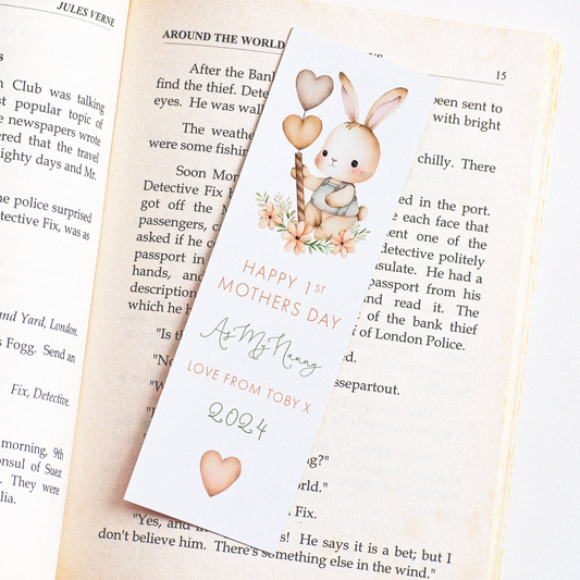 a bookmark with a picture of a bunny on it