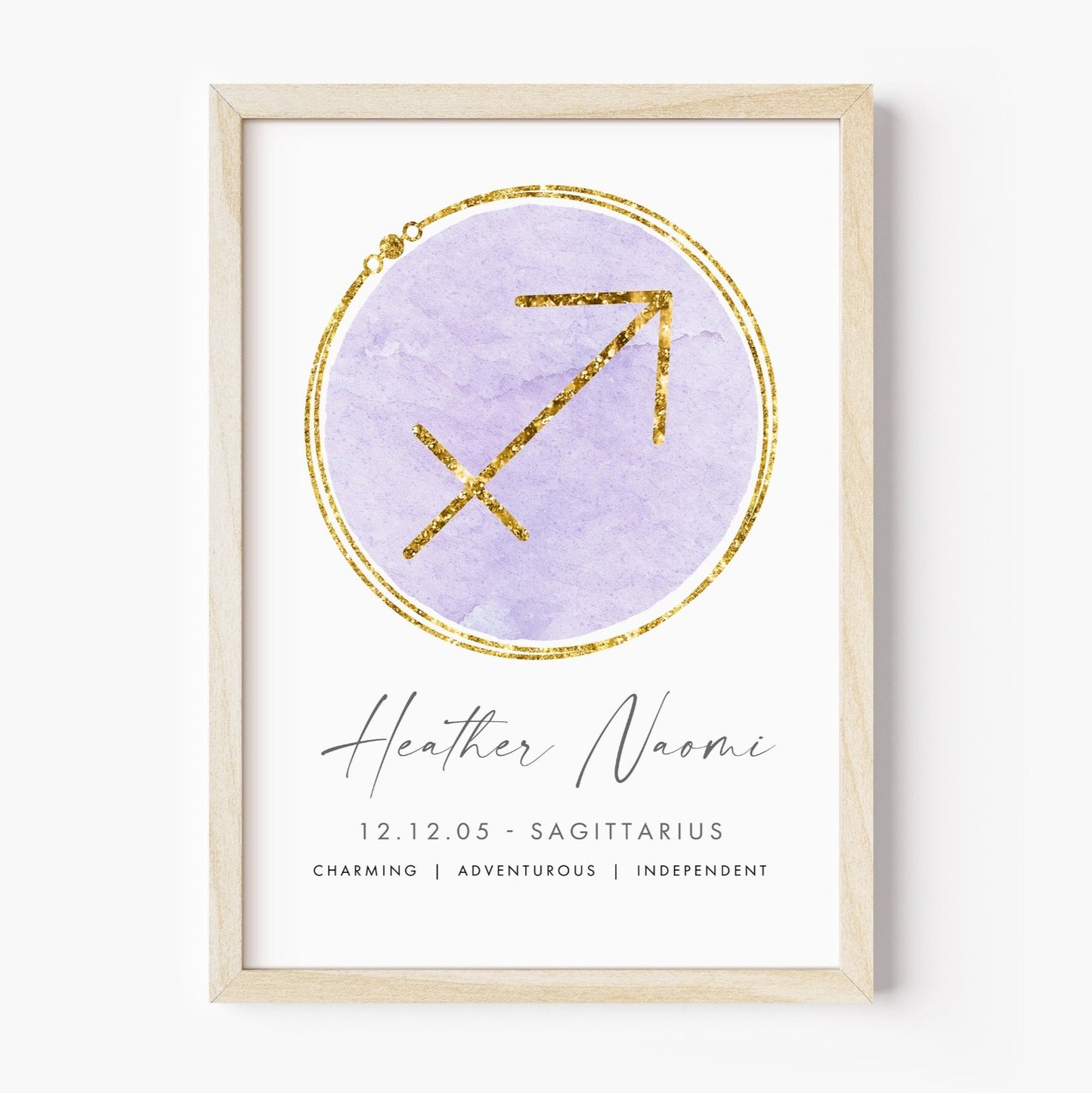 Sagittarius Gifts for Women Friend, Personalised Zodiac Sign Art