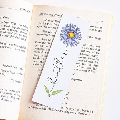 personalised birth month flower bookmark for women matte smooth white cardstock 