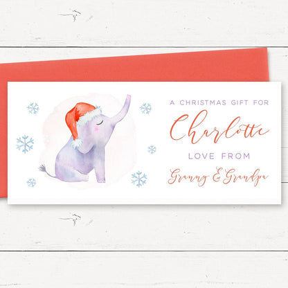 elephant personalised money wallet card red envelope smooth matte white cardstock for girls granddaughter daughter