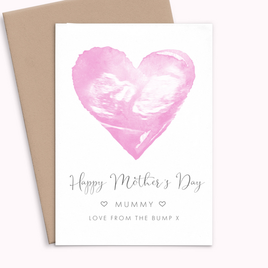 a mothers day card with a pink heart