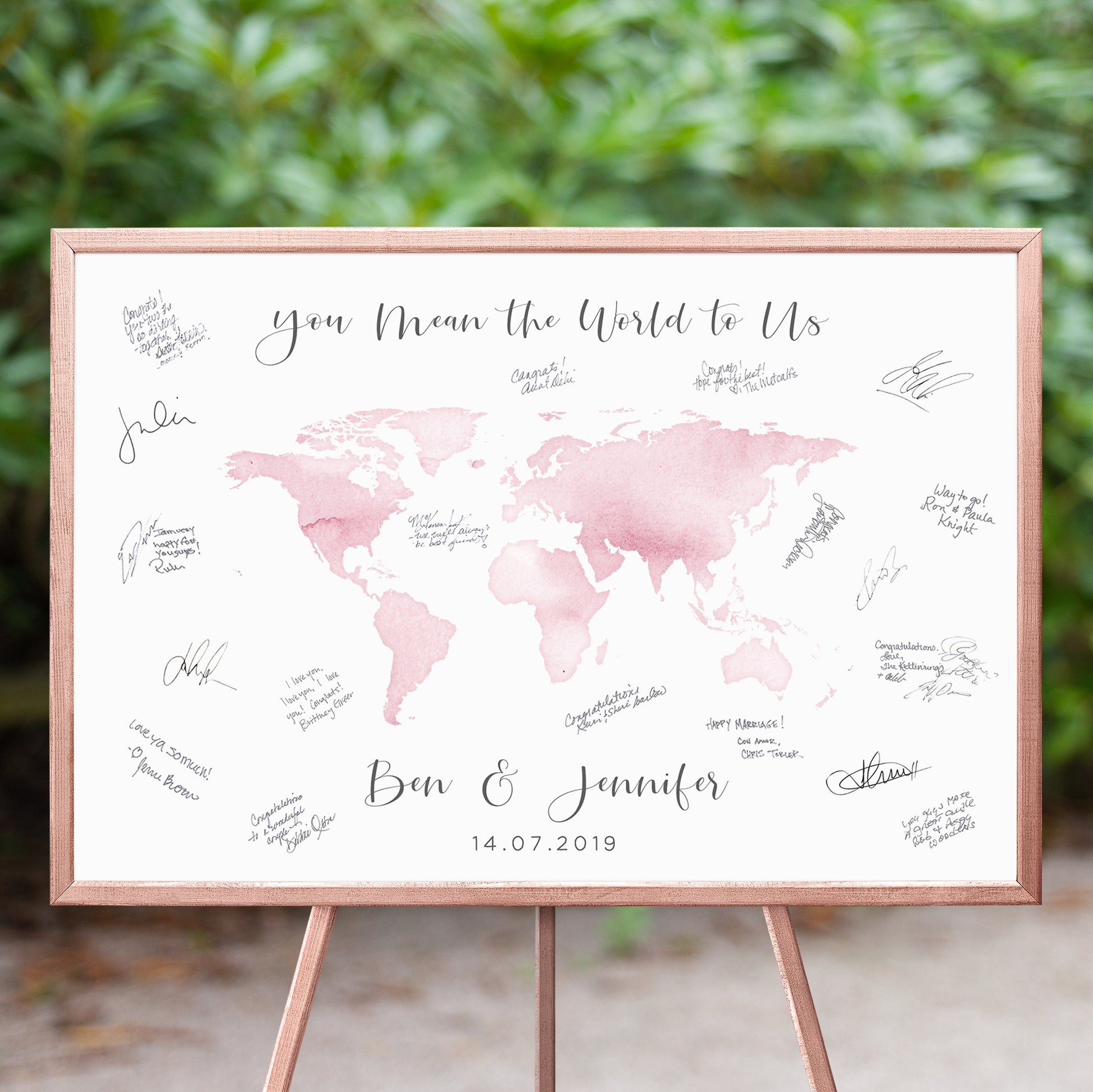 personalised watercolour world map wedding guest book print unframed matte smooth white paperstock