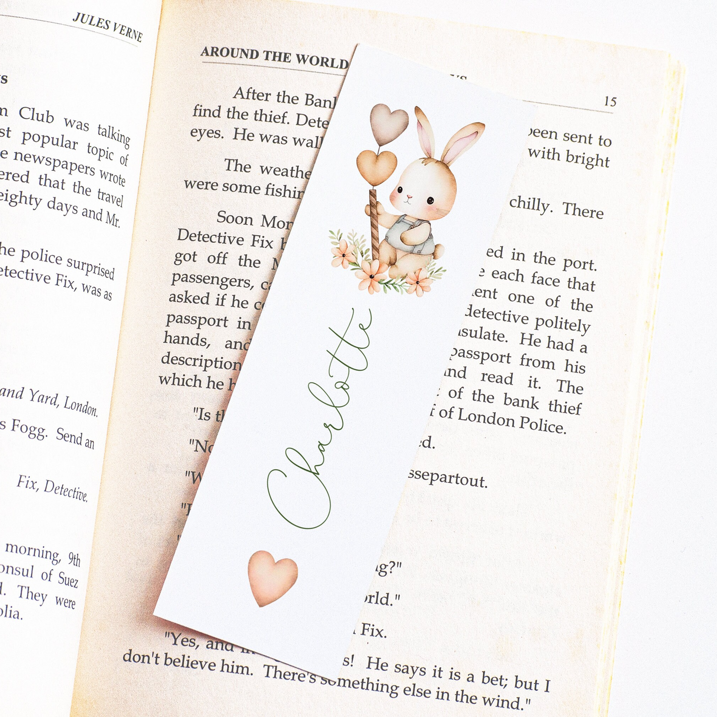 easter bunny bookmark for kids personalised matte white smooth cardstock