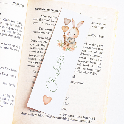 easter bunny bookmark for kids personalised matte white smooth cardstock