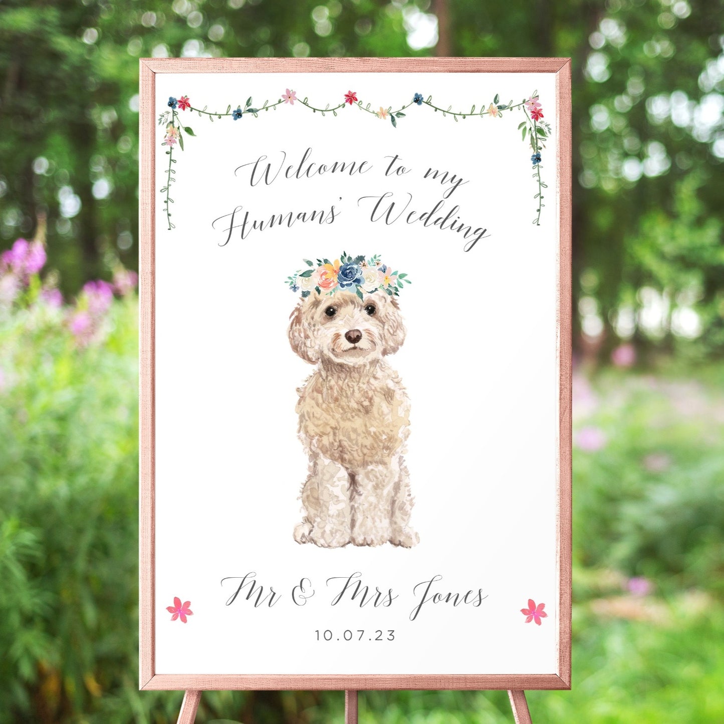 Personalised Welcome Wedding Sign Dogs