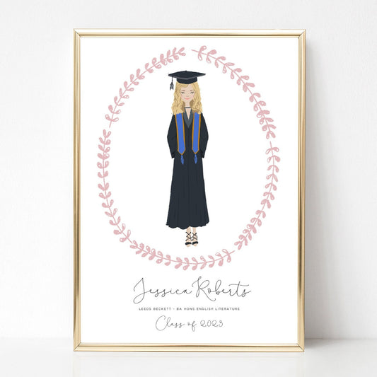 Custom Cartoon Portrait Print, Graduation Gifts for Women