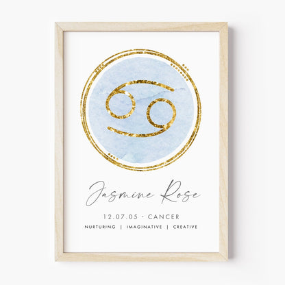 Cancer Star Sign Gifts for Her, Cancer Zodiac Art Personalised