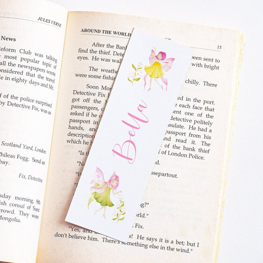 watercolour fairy bookmark for girls personalised matte smooth white cardstock