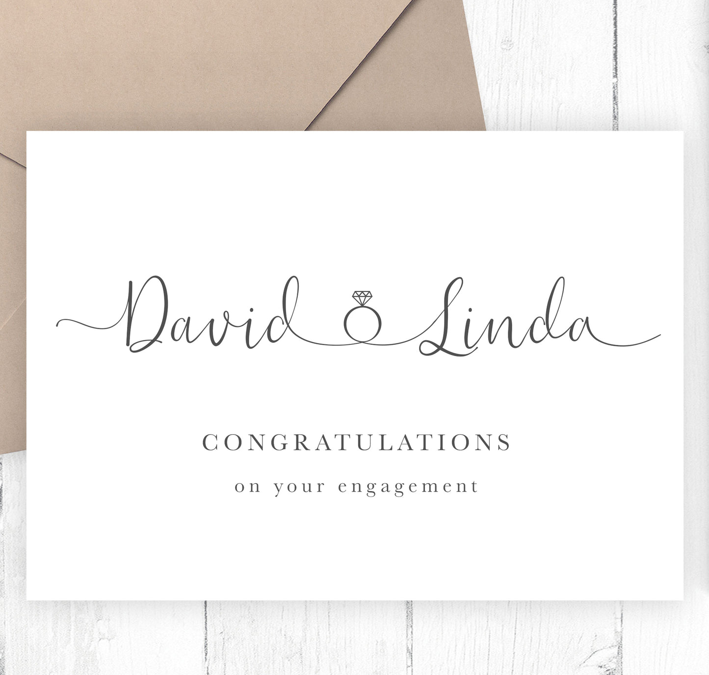 Personalised Engagement Card Congratulations, Ring Names Design