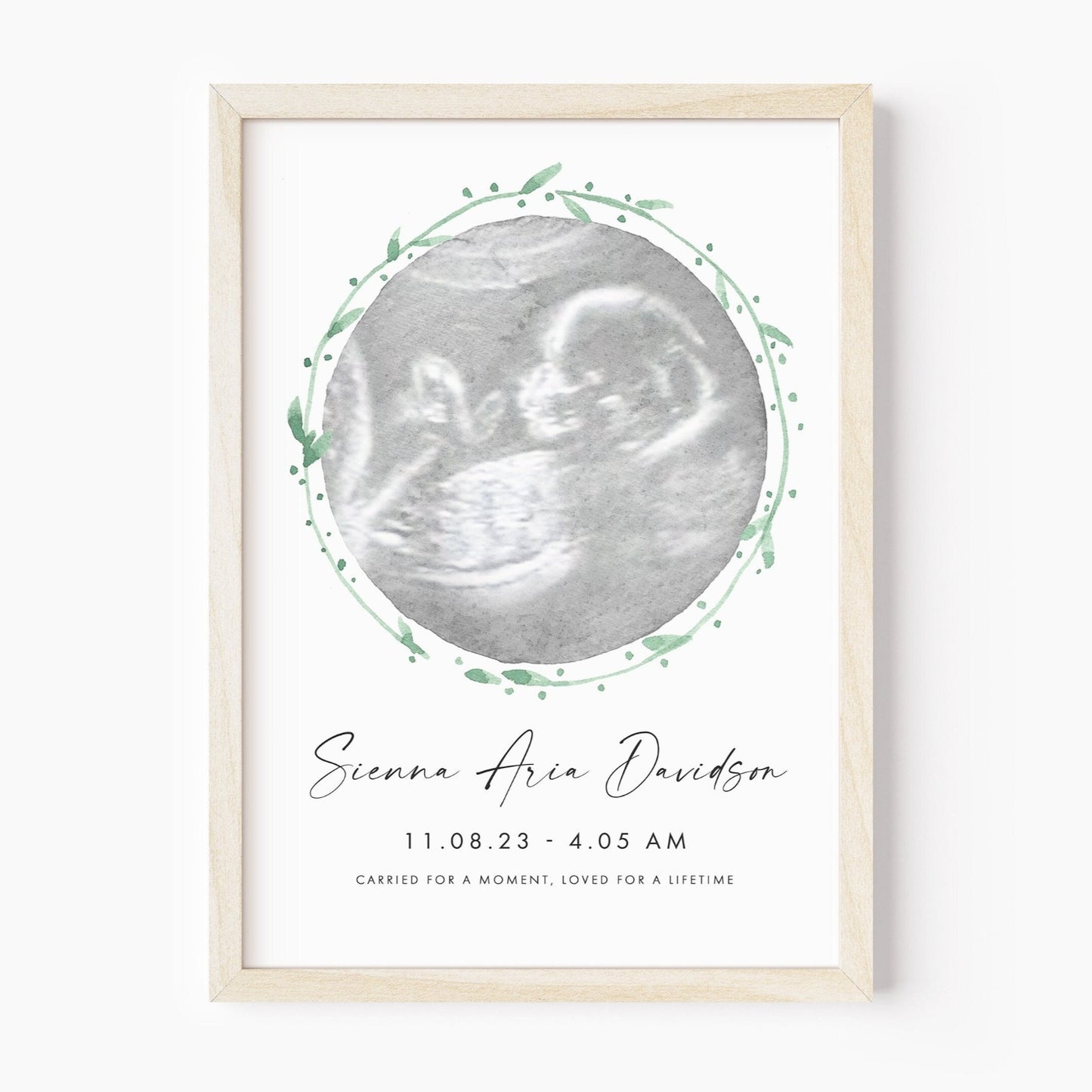 personalised watercolour baby ultrasound print unframed matte white smooth paperstock
