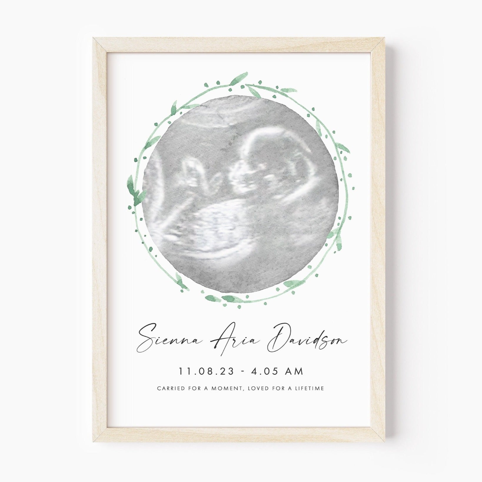 personalised watercolour baby ultrasound print unframed matte white smooth paperstock
