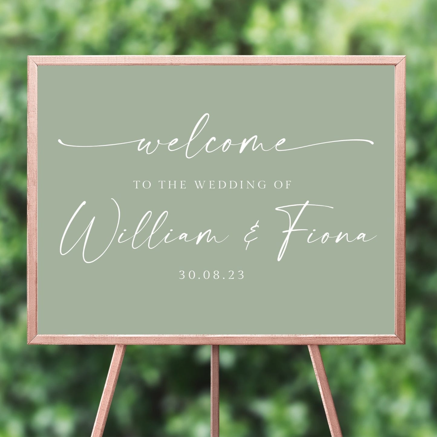 Personalized Wedding Sign Welcome, Sage Green Design
