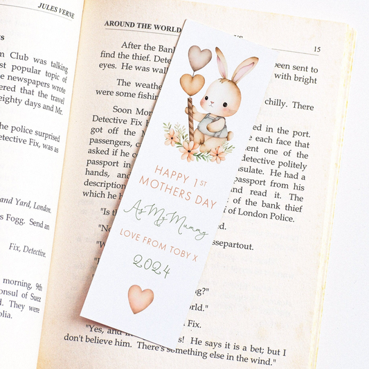 a bookmark with a picture of a bunny on it