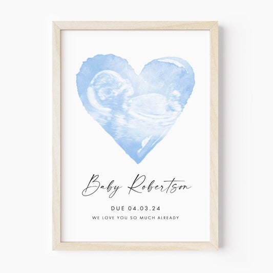 heart shaped custom baby ultrasound print unframed smooth matte white paperstock