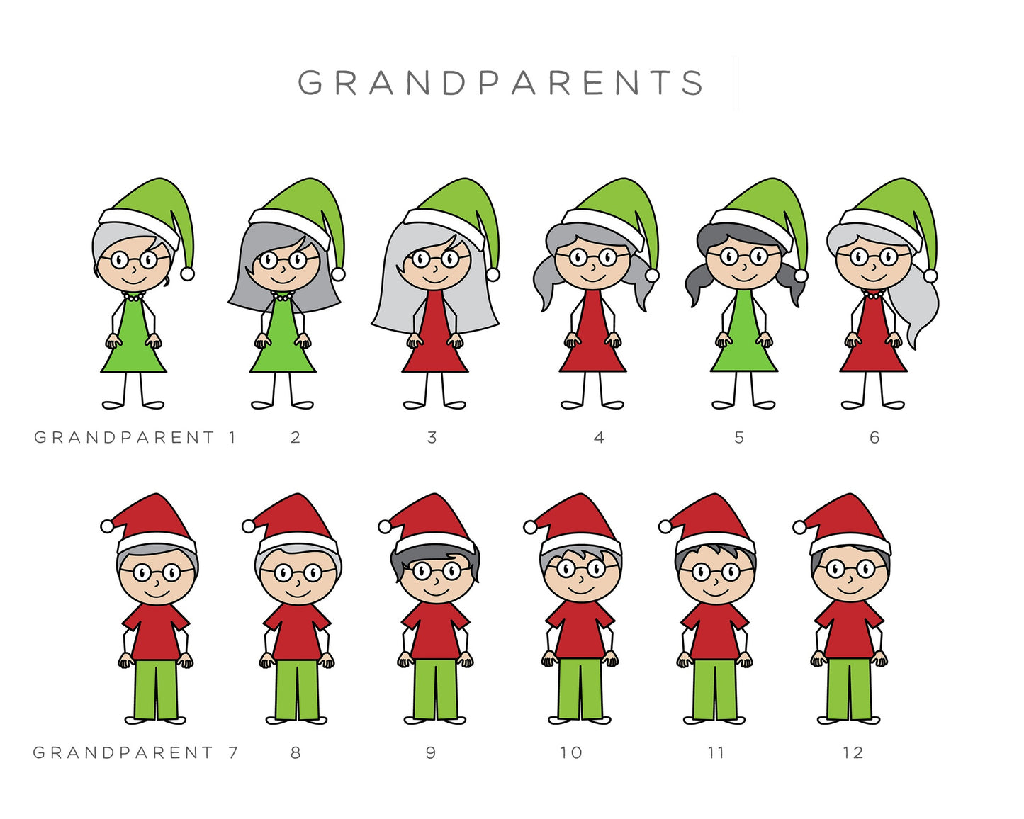 Stick Family Christmas Cards, Quantity of Your Choice