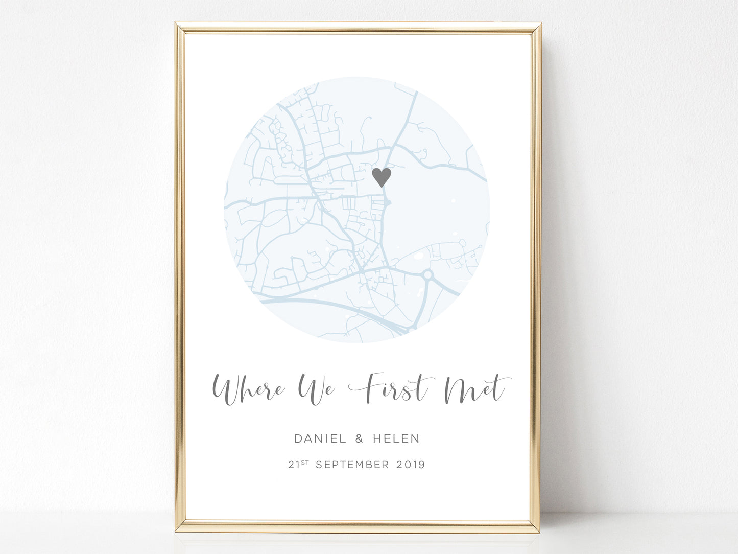 Custom City Map Prints by Location, Heart Shape