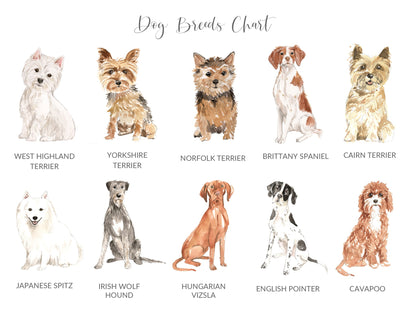 Cute Watercolour Dog Themed Valentine Cards, Personalised