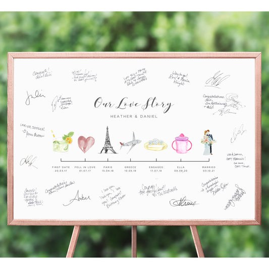 personalised love story wedding guest book print alternative unframed matte smooth white paperstock