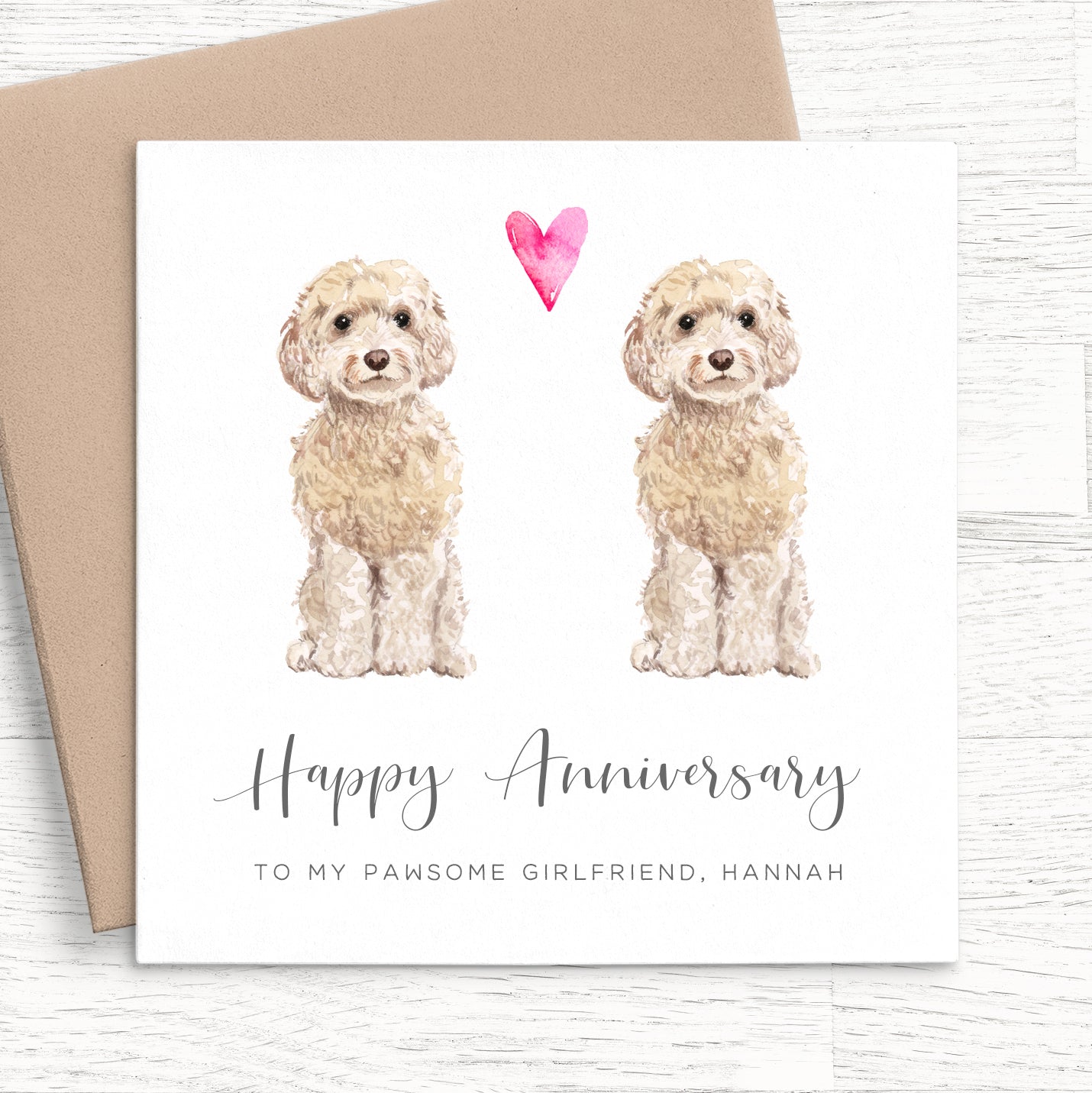 Personalised Anniversary Cards Girlfriend, Customised Dog Breed