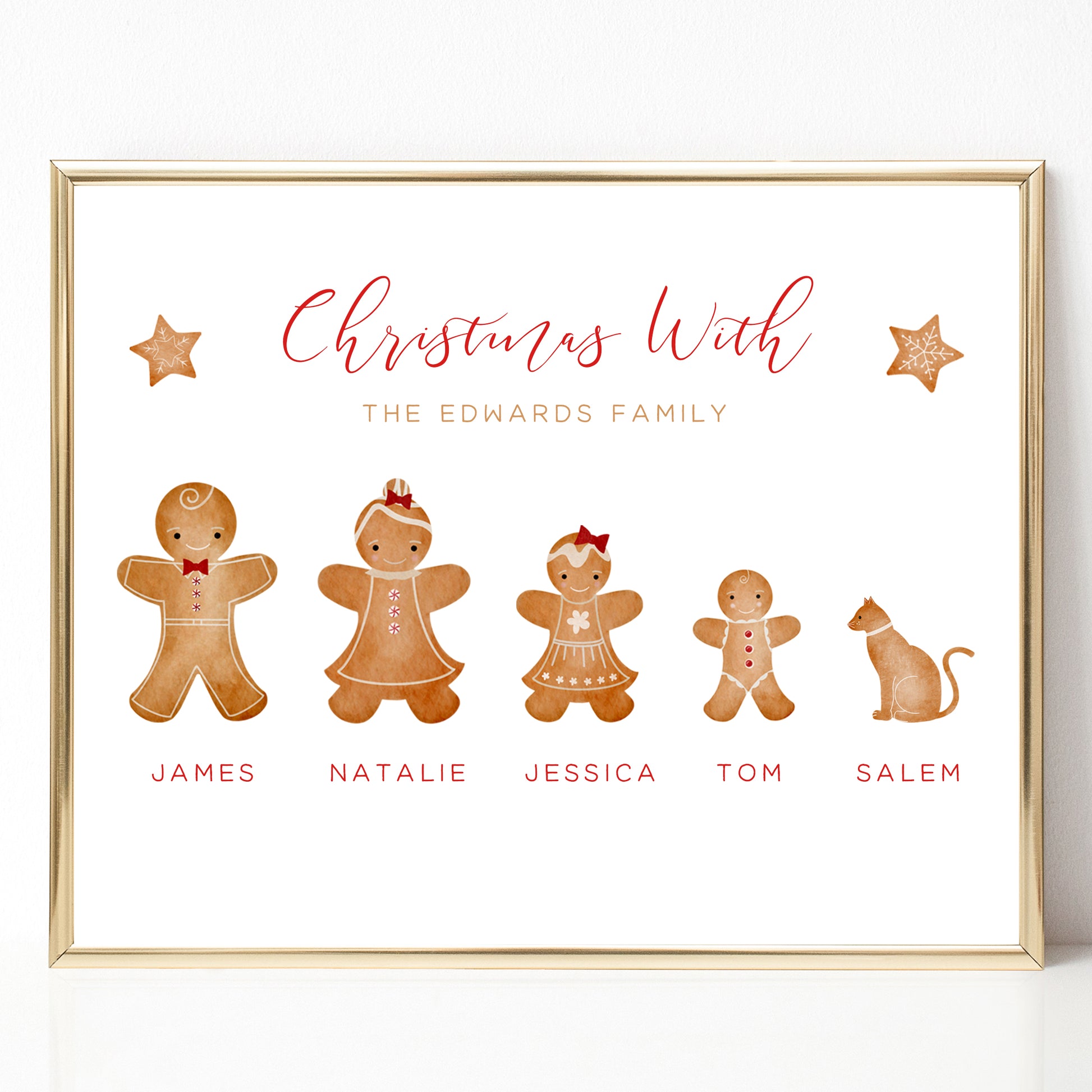 gingerbread man people family print personalised customised matte smooth white paperstock