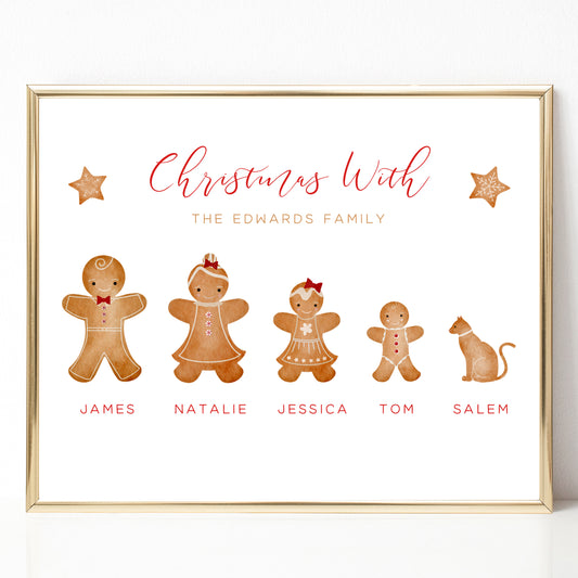 gingerbread man people family print personalised customised matte smooth white paperstock