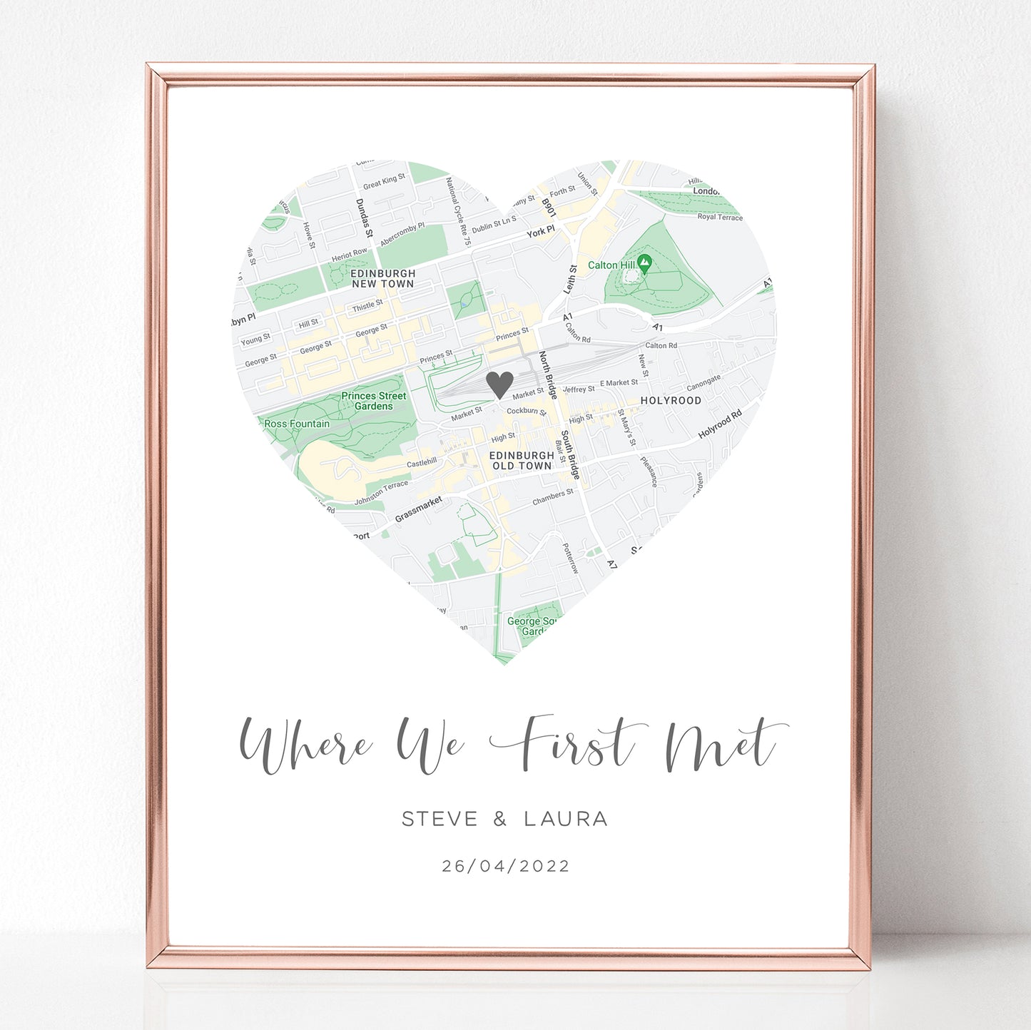 where we first met city map print personalised heart unframed matte paperstock