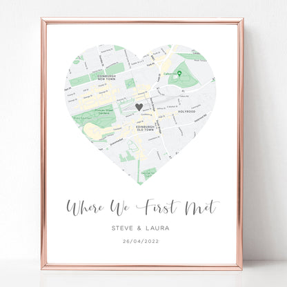 where we first met city map print personalised heart unframed matte paperstock