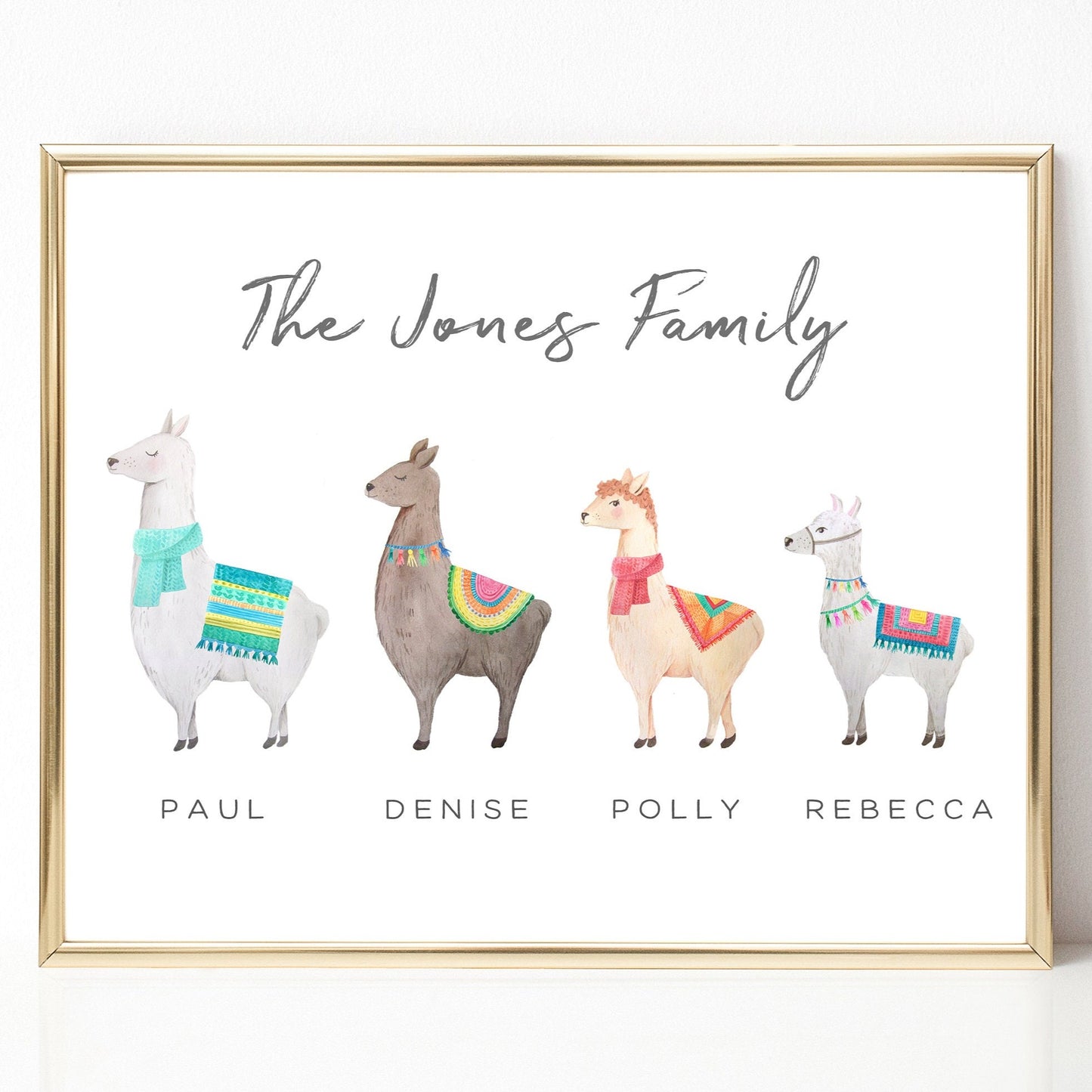 Customised Family Prints Alpaca, Watercolour Llamas Design