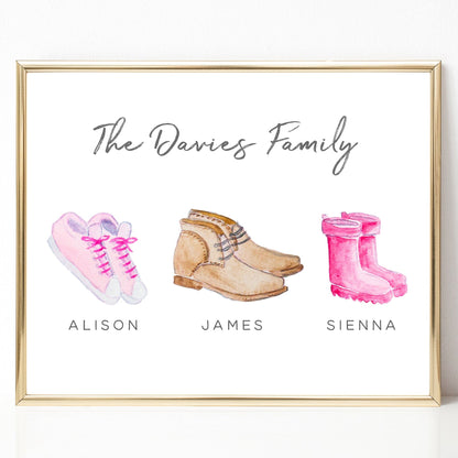 Watercolour Our Family Picture Personalised, Custom Shoes Design