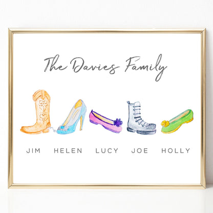 Watercolour Our Family Picture Personalised, Custom Shoes Design