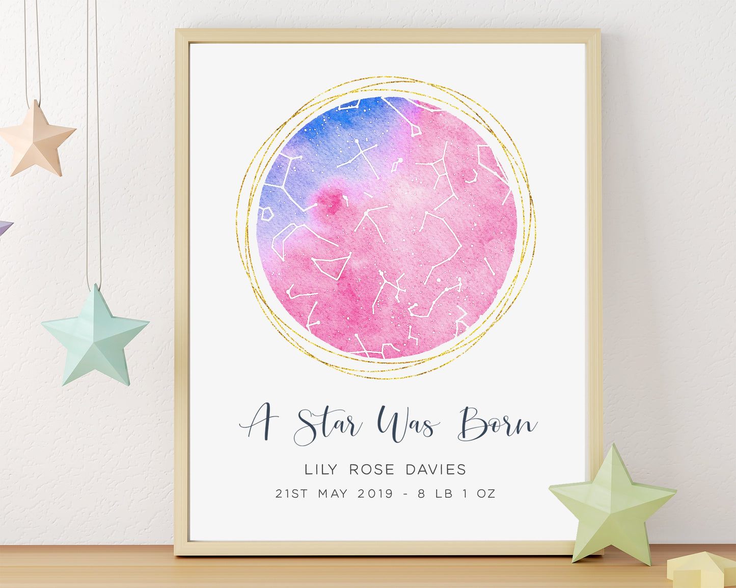 Personalised Star Map Constellation Print, Birth of Baby Boy