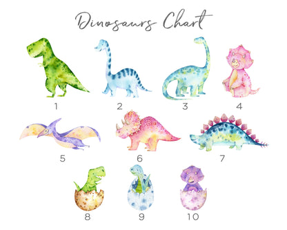 Unique Family Wall Art Personalised, Cute Dinosaurs Design