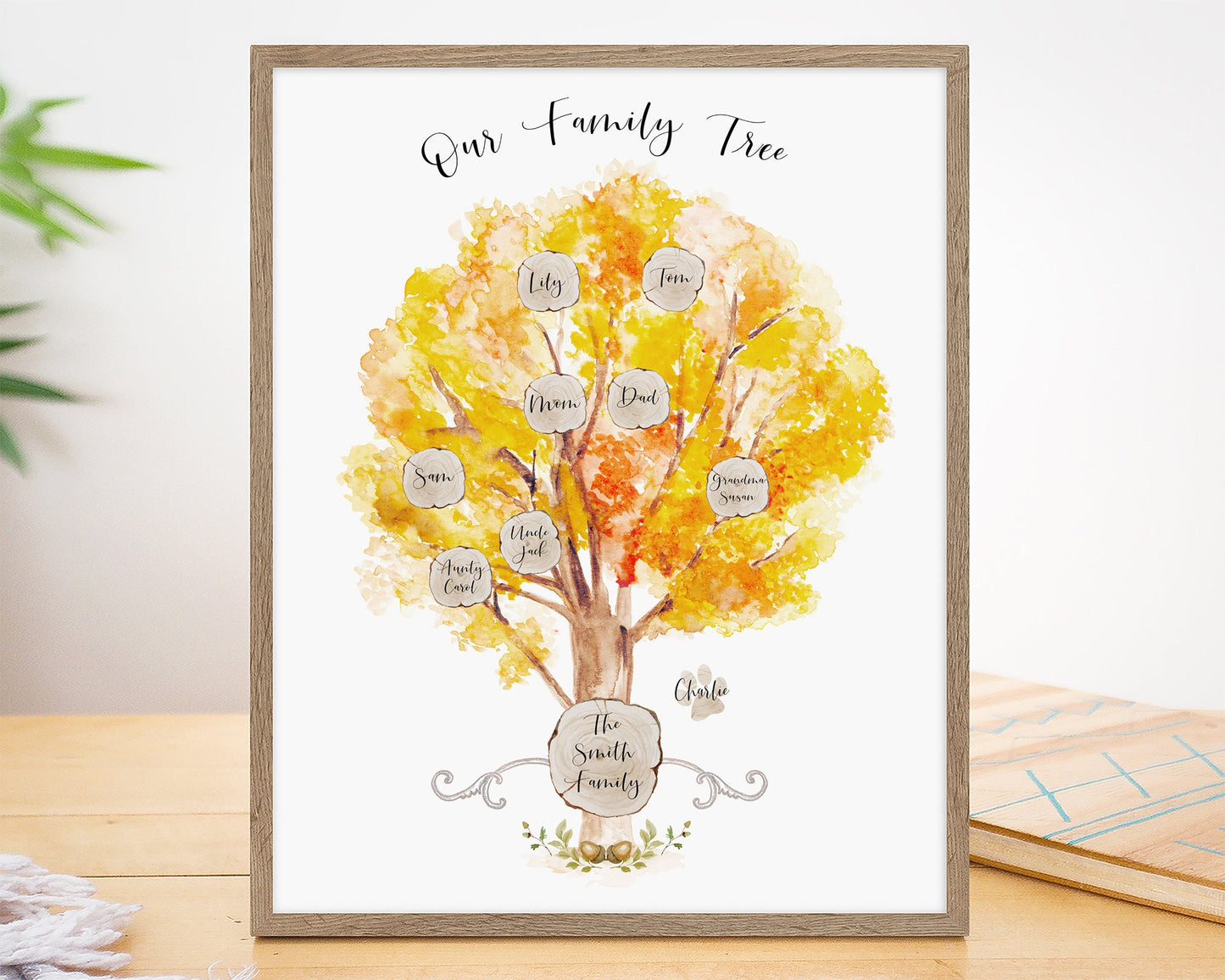 Custom Family Tree Print Watercolour, Personalised